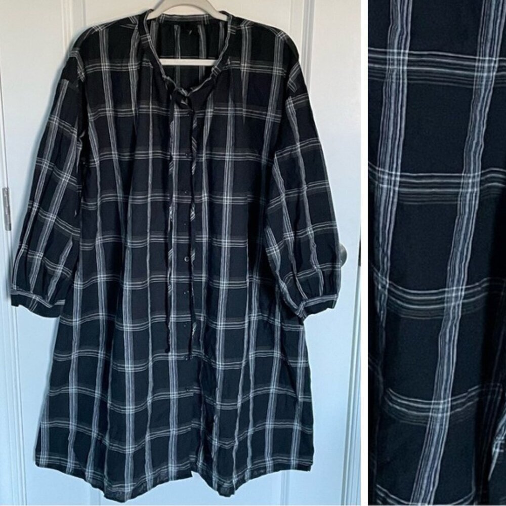 Nude Black Plaid Long Sleeve Dress Size S/M 47853